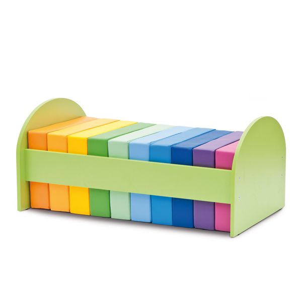 Gestell mit 10 Sitzkissen H 10 cm Kunstleder Regenbogen quadratisch